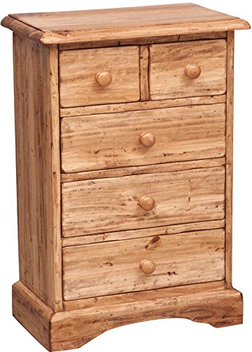 Biscottini Nachttisch weiß Shabby 75 x 52 x 31 cm Made in Italy – Nachttisch für Schlafzimmer Country – Vintage Nachttisch mit 5 Schubladen – hoher Nachttisch