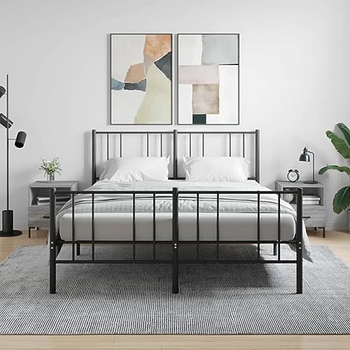 MOBCANT Nachttische 2 STK, Beistelltisch Nachttischschrank Nachtschränke Schränkchen Geeignet für Wohnstube Schlafsaal Schlafzimmer Hotel Grau Sonoma 40x35x47,5 cm Holzwerkstoff