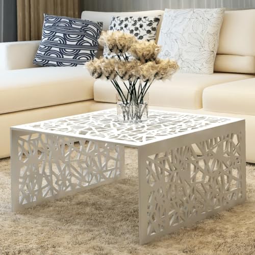 SKTQYQO Couchtisch aus glänzendem Aluminium in Silber 69 x 69 x 35 cm: leicht und robust, Seitentisch, Nachttisch, dekoratives Möbelstück, robuste Tischplatte für Gegenstände,