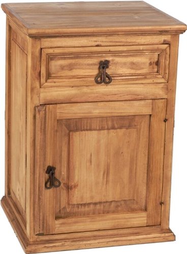 MiaMöbel Nachttisch Mexico aus Massivholz - HxBxT: 70x49x42 cm - Nachtschrank im Landhausstil aus Pinie mit Stauraum