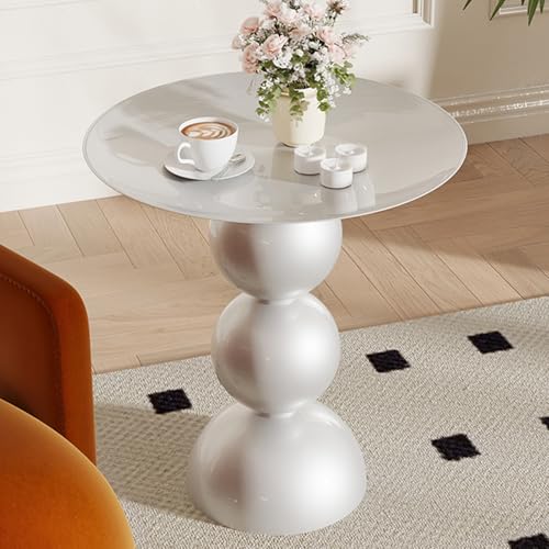 ZDFTGKM Runder Beistelltisch aus Metall, einzigartig, schmal, Snack Sofa, minimalistischer, Akzenttische für kleine Räume (Silber)