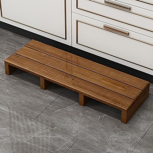 Tritthocker aus Holz, 12/15 cm, Nachttisch-Helfer, massiver, rutschfester Fußhocker für Hochbetten, Mobilitätshilfe, braunes Holzdesign