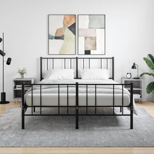 Runheo Nachttische 2er Set, Grau Sonoma, 40x30x50 cm, Holzwerkstoff, Schlafzimmer Beistelltisch, Stauraum für Bücher, Langlebiges Material