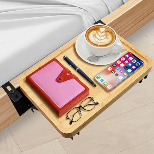 Cyiecw Faltbarer Nachttisch zum Einhängen Bettablage, 30 X 20cm Bettseitiges Nachttischregal für Etagen- oder Oberes Bett, Schwebendes Clip-On Tablett aus Holz für Studentenwohnheim Essentials