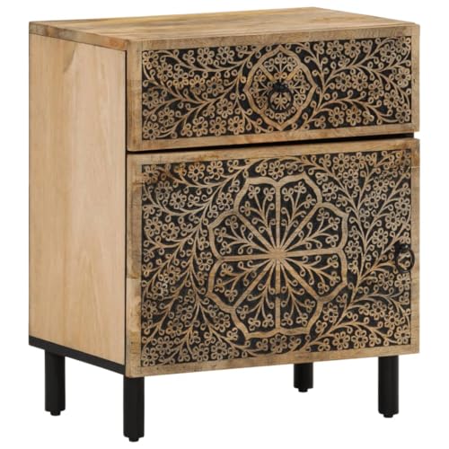 HETFTJN Nachttisch Landhausstil Nightstand Bedside Tables Ablagetisch - Nachttisch 50x33x60 cm Massivholz Mango für Schlafzimmer Küchen Jugendzimmer Wohnzimmer