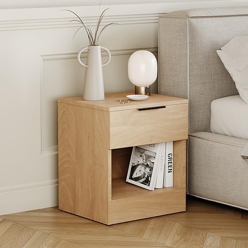 Vida Designs Trega mit 1 Schublade,, kompakter, platzsparender, 41 x 39 x 28, Holzwerkstoff, leichtgängige Schublade, moderner schwarzer Griff, ideal für Schlafzimmer