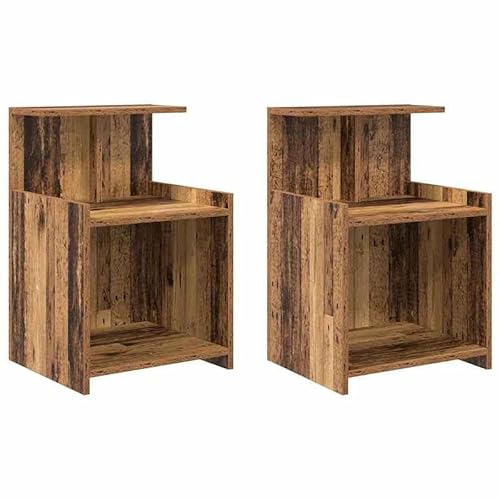 Eleganz Nachttisch Set aus Holzwerkstoff - 2er Set im Landhausstil - 40 x 35 x 60 cm - Platzsparende Beistelltische für Schlafzimmer & Gästezimmer