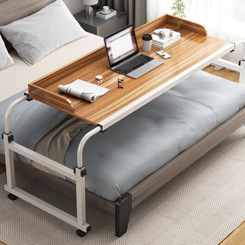 Verstellbarer Betttisch auf Rädern – Rollbarer Krankenhaus-Nachttisch für Behinderte und ältere Menschen, höhenverstellbar und einfache Mobilität für Komfort und Komfort