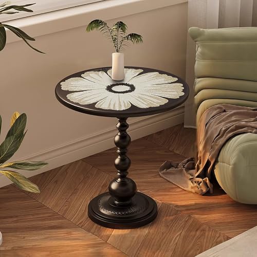 Metal Small Round End Table,Vintage Bedside Table Nightstand for Small Spaces, Coffee Tables Pedestal Tables for Living Room Corners Bedroom Patio And Bar (35 cm, K)