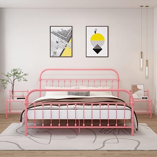 LVHUIDEH Nachttisch mit Glasablage, 2er Set, Beistelltisch, kompakte Nachtschrank, Telefontisch, Nachtkonsole für Schlafzimmer Wohnzimmer, 45 x 34.5 x 60.5 cm, Metall und Glas