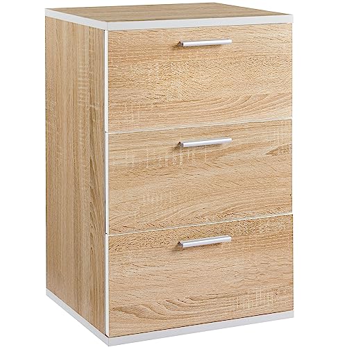 Yaheetech Nachttisch Nachtschrank Boxspringbett Nachtkommode mit 3 Schubladen Metallgriffe Beistelltisch Schubladenschrank, 35 x 40 x 60 cm