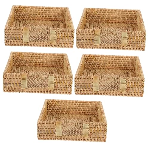 HOLIDYOYO 5st Aufbewahrungskiste Rattan Nachttisch Serviettenhalter Party Teelöffelhalter Papierserviettenständer Zubehör Boho Aufrecht Würfel Besteckhalter Statue Gestell Keine Ahnung Stand