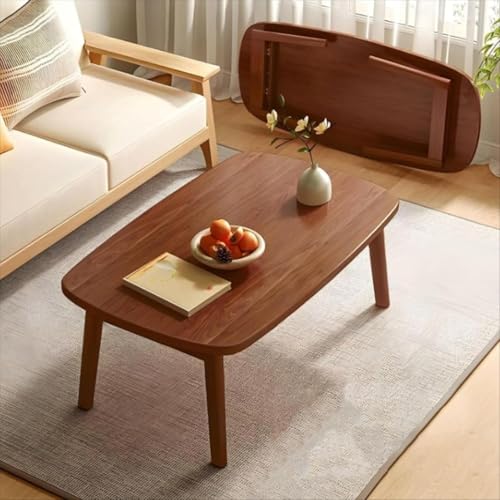 MESCXTY Multifunktionaler tragbarer faltbarer Bodentisch, niedriger japanischer klappbarer Couchtisch, kleiner Raum, Tatami, Geschirrtuchtisch, Esszimmer, Schlafzimmer, Wohnzimmer, Balkon (Nussbaum