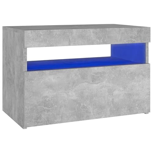 Nachttisch mit -Leuchten aus Holzwerkstoff 60x35x40 cm - Moderner Beistelltisch für Schlafzimmer, sparsame Beleuchtung & platzsparendes Design