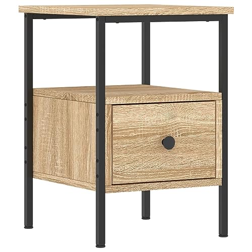 HETFTJN Nachttisch Landhausstil Nachtschrank Schmal Nachtisch Kleiner Nachttisch - Nachttisch Sonoma-Eiche 34x36x50 cm Holzwerkstoff für Jugendzimmer Wohnzimmer Schlafzimmer Küchen
