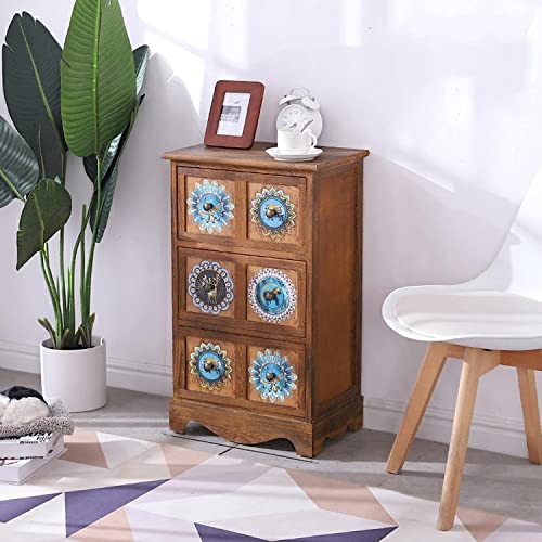 Nachttisch Vintage-Nachttisch mit 3 Schubladen, amerikanischer Landhausstil, Massivholz-Nachttisch, Kleiner schmaler Lagerschrank, Schlafzimmer, lackierter Seitenschrank