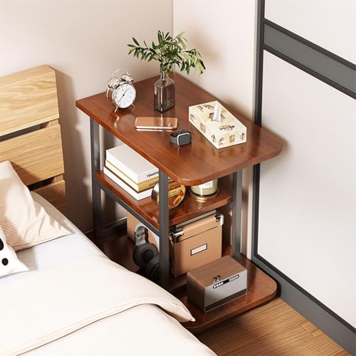 Schmaler 3-stöckiger schmaler Beistelltisch mit Ablage, moderner Nachttisch auf Rollen für kleine Räume, ideal für Schlafzimmer & Wohnzimmer, stilvolles und funktionales Design