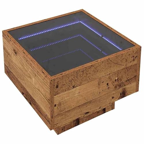 Eleganz Nachttisch Altholz 40x40x30 cm - Hochwertiges Holz & Glas - Stilvoll & Langlebig für Schlafzimmer & Wohnbereich
