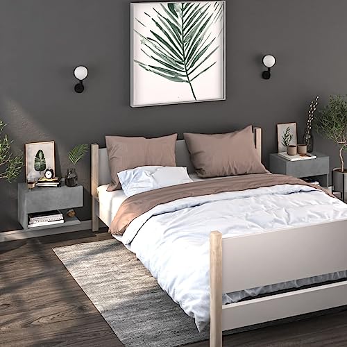 JHQHSM Wand-Nachttische 2 STK. Betongrau – Platzsparende Wandmontage für optimale Raumnutzung, Multifunktionaler Stauraum für Bücher und Deko, Stabiles Holzwerkstoff-Design