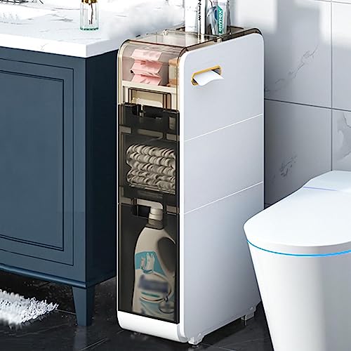 Badezimmerregal 4 Ebenen, schmal, Aufbewahrungsschrank für Bad und Küche, kompakte Möbeleinheit, stylisch, 17 x 41 x 59,3 cm