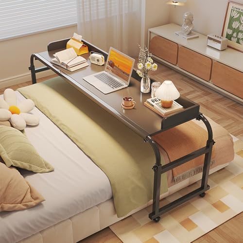 Rollbarer Laptoptisch, verstellbarer Schreibtisch mit Rollen, kleine Schublade für Krankenhausgebrauch, Kingsize, höhenverstellbar für Komfort
