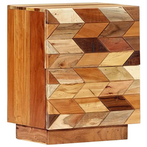 Qnhdfrt Nachttisch aus Massivholz Altholz 40x30x50 cm mit 2 Schubladen Einzigartiges Vintage Design Beistelltisch für Schlafzimmer