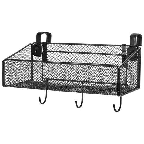 TOYANDONA Nachttisch Organizer aus Metallgitter mit 5 Abnehmbaren Haken Kleiner Aufbewahrungskorb zum Einhängen für Studentenwohnheim Büro und Zuhause