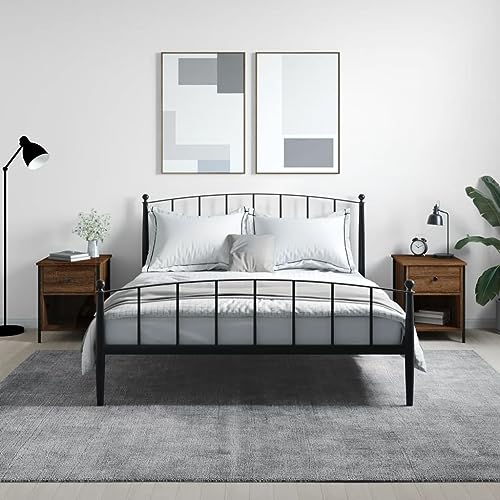 Mokuyary Nachttische 2 STK. Braun Eichen-Optik 40x42x50 cm Holzwerkstoff Beistelltisch, Nachtschrank Schlafzimmer, modern für Wohnzimmer Schlafzimmer Arbeitszimmer Gästezimmer