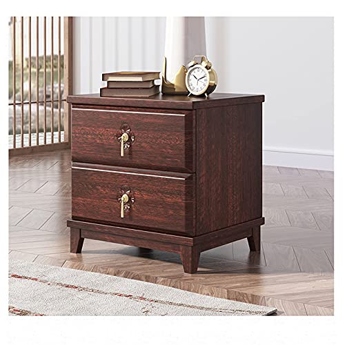 Sywlwxkq Massivholz?Nachttisch Nussbaum?Nachttisch Schubladen?Schlafzimmer SchließfächerBeistellti sch Schublade Regal Beistelltisch?53 * 40 * 52cm