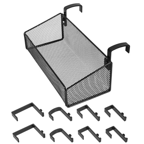 OFFIGAM Nachttisch Hängekorb aus Metall Kleiner Organizer zum Einhängen für Bettgeländer Schwarz Aufbewahrungskorb für Schlafzimmer Studentenwohnheim und Büro