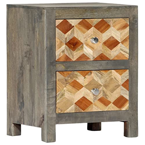LVHUIDEH Nachttisch mit 2 Schubladen, Beistelltisch, kompakte Nachtschrank, Telefontisch, Nachtkonsole für Schlafzimmer Wohnzimmer, 40 x 30 x 50 cm, Mango-Massivholz, MDF
