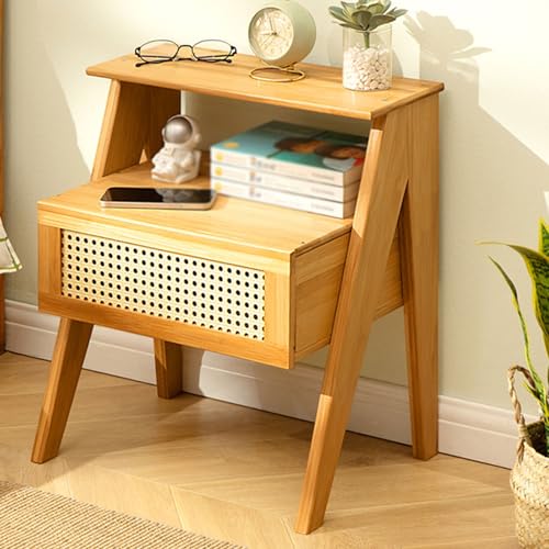 HHCTEBEC Nachttisch Mit Schublade Und Offenem Regal, Minimalistischer Und Praktischer Nachttisch Beistelltisch Moderner Nachttisch Kleine Kommode für Wohnzimmer, Schlafzimmer,C