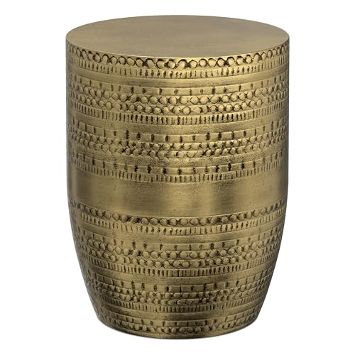 SIMPLIHOME Johnsen Moderner 38,1 cm breiter Metall-Beistelltisch in Antik-Gold, komplett montiert, Nachttisch und Nachttisch, für Wohnzimmer und Schlafzimmer
