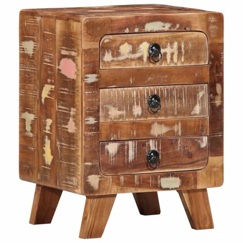 JHQHSM Nachttisch 37x32x50 cm Altholz Massivholz Vintage Stauraum Beistelltisch Nachtschrank Einzigartiges Unikat Recyceltes Holz Stabile Konstruktion