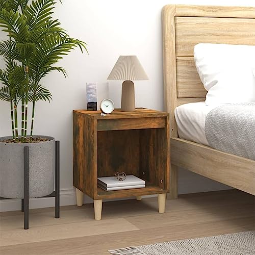 Holamys Nachttisch Räuchereiche 40x35x50 cm, Beistelltisch für Schlafzimmer, Stabiler Nachtschrank, modernes Design, praktische Ablage für Deko und Bücher