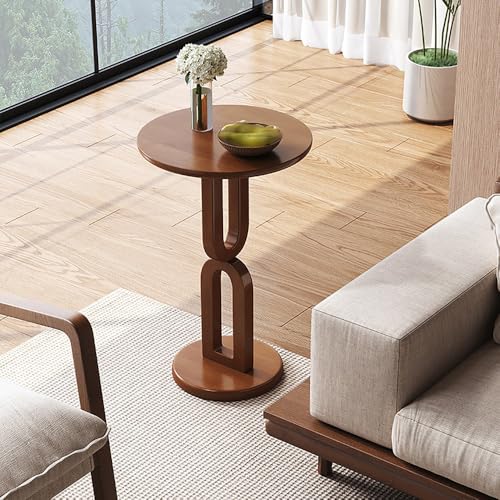 WYRNOBRX Beistelltisch Rund Kleiner Tisch Couchtisch Klein Holz Wohnzimmertisch Kompakt Ablagefach Vintage Couchtisch Für Wohnzimmer Schlafzimmer Nachttisch Modern,Braun,L16*W16*H23