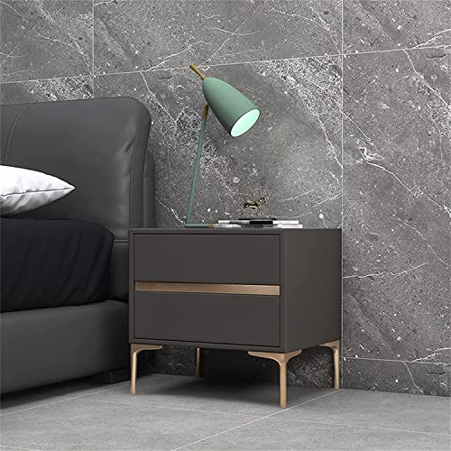  weißem Holz, einfacher moderner für Schlafzimmer, leichter Luxus,/schwarz, 2 Schubladen, moderner, kleiner einfacher Aufbewahrungsschrank, 50 x 40 x 48 cm