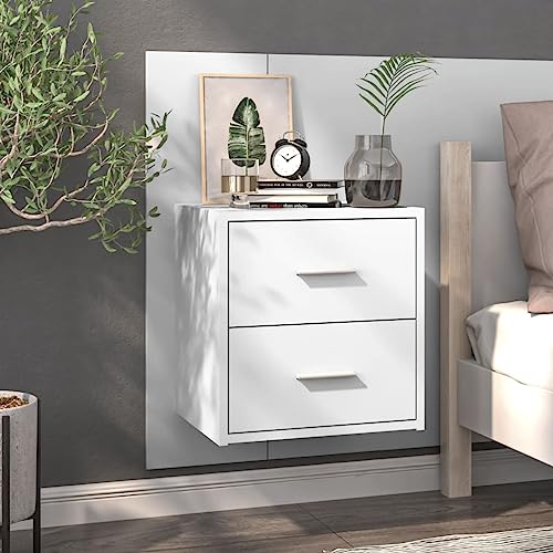 MOBCANT Wand-Nachttisch, Nachtkästchen Nachtischschränke Wandkonsole Nachtschrank Geeignet für Hotel Wohnung Mehrbettzimmer Wohnstube Hochglanz-Weiß