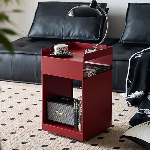 Moderner Metall-Nachttisch mit 3-stöckigem Stauraum, rollbarer Beistelltisch für Schlafzimmer und Wohnzimmer, kompakter Beistelltisch für kleine Räume (weiß)