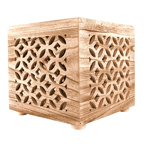 Homestyle4u 1773, Hocker Beistelltisch Holz Würfel Nachttisch Natur Braun Sitzhocker