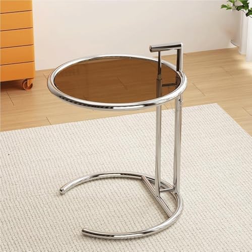 ZJHESXV Kleiner Couchtisch, runde Beistelltische für das Wohnzimmer, höhenverstellbarer transparenter Glas Beistelltisch, für das Schlafzimmer, Beistelltische für das Wohnzimmer (braun) ZJHESXV Kleiner Couchtisch, runde Beistelltische für das Wohnzimmer, höhenverstellbarer transparenter Glas Beistelltisch, für das Schlafzimmer, Beistelltische für das Wohnzimmer (braun)