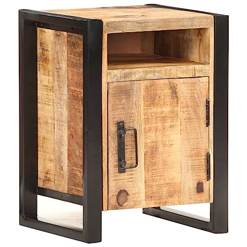 KATERYY Nachttisch 40x35x55 cm Massivholz Mango,Nachttisch aus Mangoholz im Industriedesign | Praktischer Stauraum | Seitenschrank & Nachtkommode Schlafzimmer, Nachttische