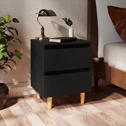 Holamys Nachttische 2er-Set, Schwarz, 40x35x50 cm, skandinavisches Design mit Massivholz-Beinen, Beistellschrank für Schlafzimmer und Wohnzimmer