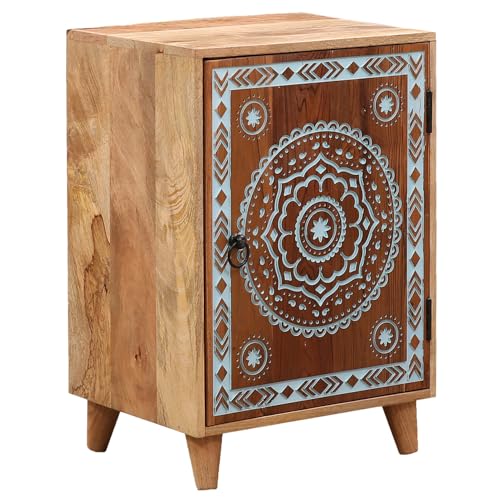 Marrakesch Boho Style Nachttisch Beistelltisch aus Massivholz 70cm hoch | Kleine Kommode für Schlafzimmer oder Kinderzimmer als Orientalische Möbel | Skandinavische Deko Nachttische klein Binar