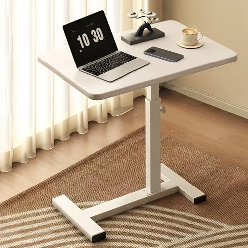 C-förmiger höhenverstellbarer mobiler Nachttisch mit Rollen, vielseitiger Laptop-Schreibtisch für Schlafzimmer, Wohnzimmer, Büro & Krankenhaus – modernes weißes Finish