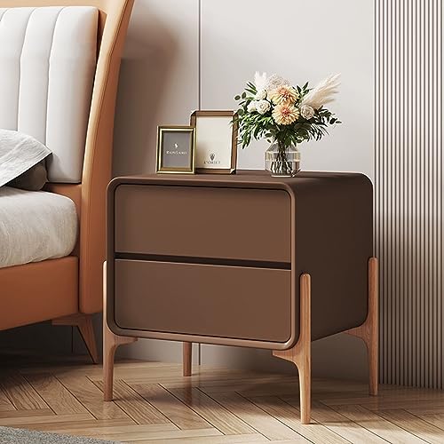 Stilvoller, moderner Nachttisch mit 2 Schubladen, hohes Basisdesign, stabil, ideal für Schlafzimmermöbel (braun, 45 x 40 x 50 cm)