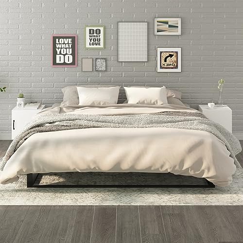 GeenYuu Nachttische 2 STK. Weiß Holzwerkstoff, 40x40x50cm, mit Tür, moderner Beistelltisch für Schlafzimmer, Stabiler Nachtschrank für Bücher und Dekoration