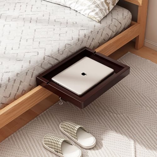 DXDRT Bambus-Nachttischregal für Bett, Nachttisch, Nachttisch, Nachttisch zum Anklemmen, Nachttisch für Obere Etagenbett, Studentenwohnheim, Kinderzimmer, Nussbaum, 1,35 x 24 cm