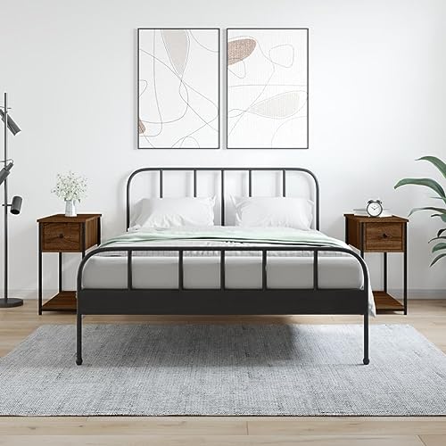 Youuihom Nachttische 2 STK. Braun Eichen-Optik 30x60x60 cm Holzwerkstoff Schmaler Beistelltisch Nachtschrank Badschrank Schmal Nachtkästchen für Jugendzimmer Schlafzimmer Wohnzimmer Bad