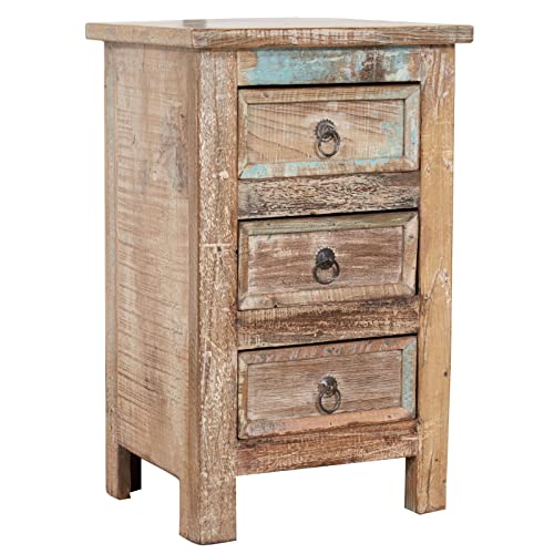 Biscottini recyceltem Holz, 63 x 30 x 34 cm, rustikaler Schlafzimmer, Vintage Finish, 63x30x34 cm